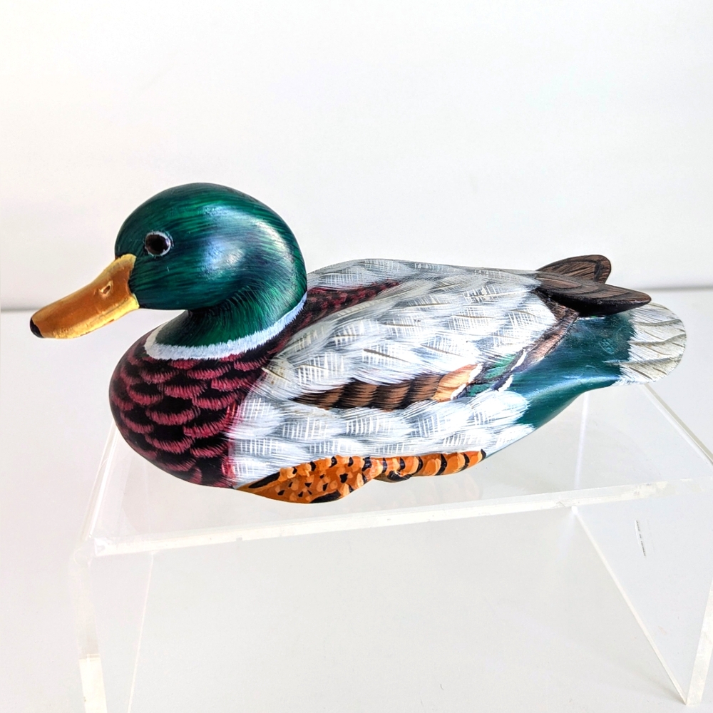 Vintage 8.5" Small Scale Mallard Duck Figurine Collector Decoy Hunt Countryside
